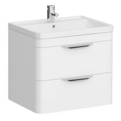 Monza Wall Hung 2 Drawer Vanity Unit with Chrome Handles, 600mm Wide x 445mm Deep