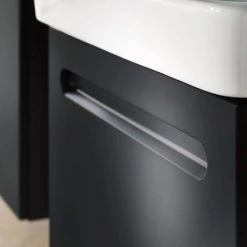 Duravit No.1 550mm Graphite Matt Wall Hung Vanity Unit with Basin | 1-Drawer | Trap Cut-Out -Vanity Units Shop N550GRA D2 460 6