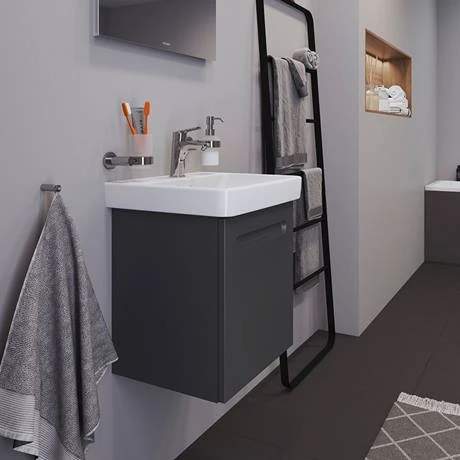 Duravit No.1 500mm Graphite Matt Wall Mounted Vanity Unit with Basin - Modern Bathroom Furniture 5 Duravit No.1 500mm Graphite Matt Wall Mounted Vanity Unit with Basin - Modern Bathroom Furniture - Image 5