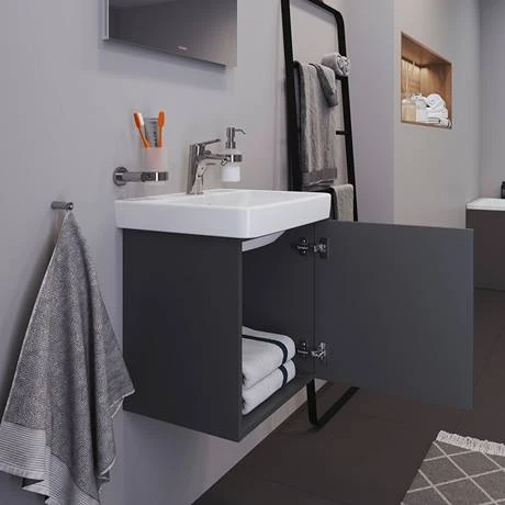 Duravit No.1 500mm Graphite Matt Wall Mounted Vanity Unit with Basin - Modern Bathroom Furniture 6 Duravit No.1 500mm Graphite Matt Wall Mounted Vanity Unit with Basin - Modern Bathroom Furniture - Image 6