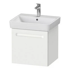 Duravit No.1 550mm White Matt Wall Mounted Vanity Unit with Basin & 1 Drawer - Trap Cut-Out