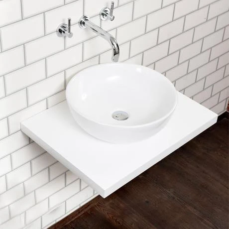 Nova Wall Hung Slimline Countertop Basin Shelf - Gloss White - 600 x 450mm | Space-Saving Bathroom Solution 3 Nova Wall Hung Slimline Countertop Basin Shelf - Gloss White - 600 x 450mm | Space-Saving Bathroom Solution - Image 3