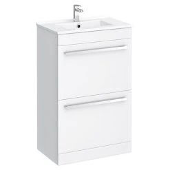 Nova 500mm White High Gloss Freestanding Vanity Sink With Cabinet - Modern Bathroom Design