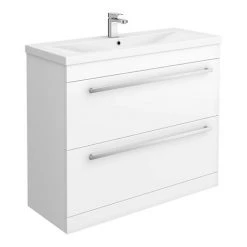 Nova 1000mm Mid-Edge Basin High Gloss White Freestanding Vanity Unit | Modern Bathroom Storage