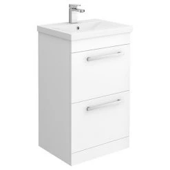 Nova 500mm Mid-Edge Basin High Gloss White Freestanding Vanity Unit