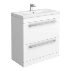 Nova 800mm Mid-Edge Basin High Gloss White Freestanding Vanity Unit - Modern Bathroom Storage Solution