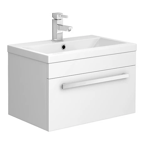 Nova 600mm Mid-Edge Basin Wall Hung High Gloss White Vanity Unit | Modern Bathroom Storage 1 Nova 600mm Mid-Edge Basin Wall Hung High Gloss White Vanity Unit | Modern Bathroom Storage
