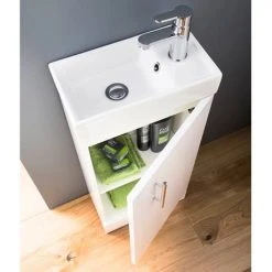 Nuie Minimalist Compact Floor Standing Basin Unit W400 x D222mm - Gloss White - NVX192 -Vanity Units Shop NVX192 d2 460