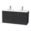 Miller New York 120 Wall Hung Four Drawer Vanity Unit with Double Ceramic Basin - Black