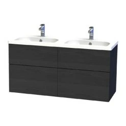 Miller New York 120 Wall Hung Four Drawer Vanity Unit with Double Ceramic Basin - Black