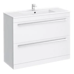 Nova 1000mm Modern High Gloss White Vanity Sink With Cabinet - Freestanding Bathroom Unit