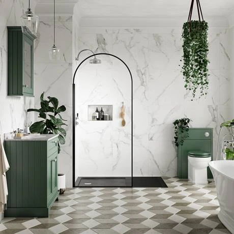 Old London 800mm Freestanding Vanity Unit with Single Bowl White Marble Top - Hunter Green 4 Old London 800mm Freestanding Vanity Unit with Single Bowl White Marble Top - Hunter Green - Image 4