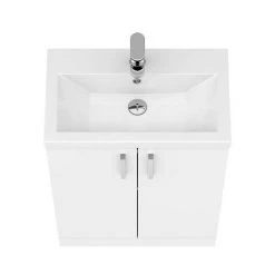 Pallas 600 Modern Gloss White Floor Standing Vanity Unit - Freestanding Vanity Units by Nuie -Vanity Units Shop PAL027E nw d5 460