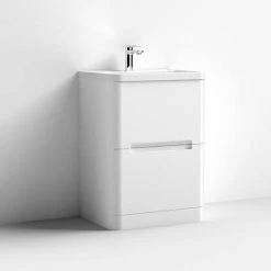 Nuie Elbe Satin White 600mm 2-Drawer Freestanding Vanity Unit - PAR101A -Vanity Units Shop PAR101A D2 460