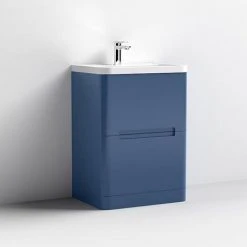 Nuie Elbe Satin Blue 600mm Floor Standing 2-Drawer Vanity Unit - PAR301A -Vanity Units Shop PAR301A D2 460