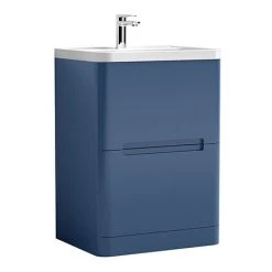 Nuie Elbe Satin Blue 600mm Floor Standing 2-Drawer Vanity Unit - PAR301A