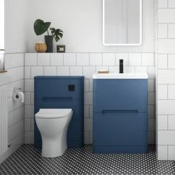 Nuie Elbe Satin Blue 600mm Floor Standing 2-Drawer Vanity Unit - PAR301A -Vanity Units Shop PAR301A d3 460