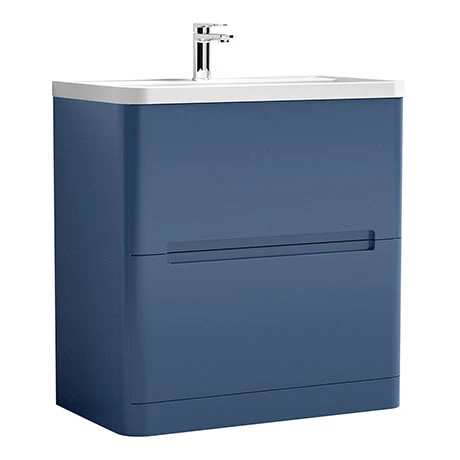 Nuie Elbe Satin Blue 800mm Floor Standing 2-Drawer Vanity Unit - PAR303A | Freestanding Vanity Unit with Modern Design 1 Nuie Elbe Satin Blue 800mm Floor Standing 2-Drawer Vanity Unit - PAR303A | Freestanding Vanity Unit with Modern Design