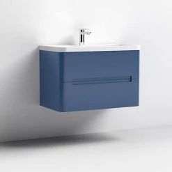 Nuie Elbe Satin Blue 800mm Wall Hung 2-Drawer Vanity Unit - PAR304A -Vanity Units Shop PAR304A D1 460