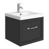 Period Bathroom Co. Matt Black Wall Hung Vanity Unit - 500mm with 1 Drawer & Chrome Handle
