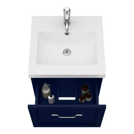 Matt Blue Wall Hung Vanity Unit with Drawer - 500mm | The Period Bathroom Company 2 Matt Blue Wall Hung Vanity Unit with Drawer - 500mm | The Period Bathroom Company - Image 2