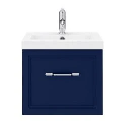 Matt Blue Wall Hung Vanity Unit with Drawer - 500mm | The Period Bathroom Company 7 Matt Blue Wall Hung Vanity Unit with Drawer - 500mm | The Period Bathroom Company -Vanity Units Shop PBC5WHBLU1D d4 460