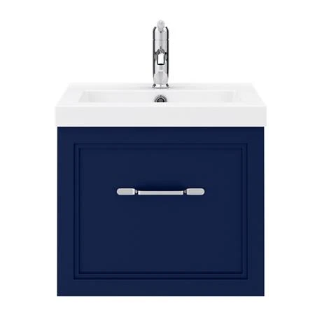 Matt Blue Wall Hung Vanity Unit with Drawer - 500mm | The Period Bathroom Company 4 Matt Blue Wall Hung Vanity Unit with Drawer - 500mm | The Period Bathroom Company - Image 4