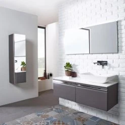 Roper Rhodes Pursuit 1200mm Gloss White Wall Hung Vanity Unit with Solid Worktop -Vanity Units Shop PURS 1200 GW D1 460 2