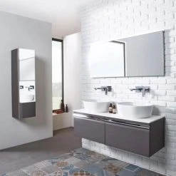 Roper Rhodes Pursuit 1200mm Wall Hung Vanity Unit with Charcoal Elm Solid Worktop -Vanity Units Shop PURS 1200 GW D2 460