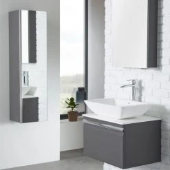 Roper Rhodes Pursuit 600mm Wall Hung Vanity Unit with Solid Worktop - Alpine Elm -Vanity Units Shop PURS 600 CE D1N 460