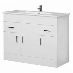 Nuie Cardinal Minimalist Gloss White Vanity Unit 1000mm - Modern Bathroom Storage - VTMW1000