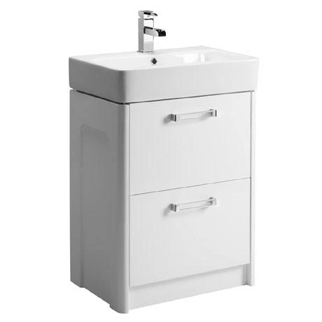 Tavistock Q60 575mm Freestanding Vanity Unit & Basin - Gloss White | Modern Bathroom Furniture 1 Tavistock Q60 575mm Freestanding Vanity Unit & Basin - Gloss White | Modern Bathroom Furniture