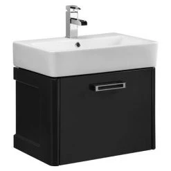 Tavistock Q60 575mm Wall Mounted Unit & Basin - Graphite | Modern Wall Hung Vanity