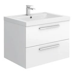 Hudson Reed 720mm Gloss White Wall Hung Modular Basin Vanity Unit | Modern Bathroom Storage