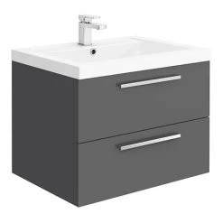 Hudson Reed 720mm Gloss Grey Modular Basin Vanity Unit - Modern Wall Hung Bathroom Vanity