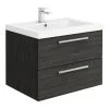 Hudson Reed 720mm Black Woodgrain Modular Basin Vanity Unit - Wall Hung Bathroom Furniture