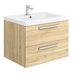 Hudson Reed 720mm Natural Oak Modular Wall-Hung Basin Vanity Unit | Stylish Bathroom Storage