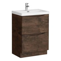 Monza Chestnut 600mm Wide Floor Standing Vanity Unit - Elegant Freestanding Bathroom Furniture