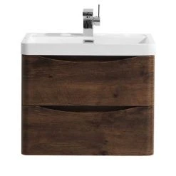 Monza Chestnut 600mm Wide Wall Mounted Vanity Unit - Modern Bathroom Storage Solution -Vanity Units Shop RC600WM d1 460