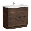 Monza Chestnut 900mm Wide Floor Standing Vanity Unit - Freestanding Bathroom Storage