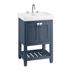 Burlington Riviera Matt Blue 580mm Freestanding Vanity Unit with Square Basin