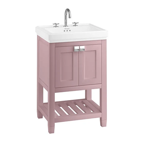 Burlington Riviera Matt Pink 580mm Vanity Unit with Square Basin | Freestanding Bathroom Furniture 1 Burlington Riviera Matt Pink 580mm Vanity Unit with Square Basin | Freestanding Bathroom Furniture