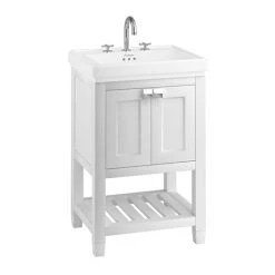 Burlington Riviera Matt White 580mm Freestanding Vanity Unit with Square Basin