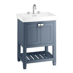 Burlington Riviera Matt Blue 650mm Freestanding Vanity Unit with Square Basin