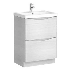 Monza White Ash 600mm Wide Floor Standing Vanity Unit - Elegant Freestanding Design