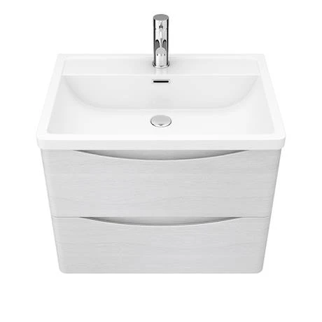 Monza White Ash 600mm Wall Mounted Vanity Unit | Modern Bathroom Storage Solution 6 Monza White Ash 600mm Wall Mounted Vanity Unit | Modern Bathroom Storage Solution - Image 6