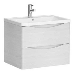 Monza White Ash 600mm Wall Mounted Vanity Unit | Modern Bathroom Storage Solution