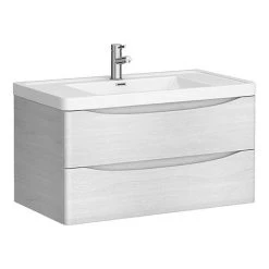 Monza White Ash 900mm Wall Mounted Vanity Unit | Modern Wall Hung Bathroom Storage