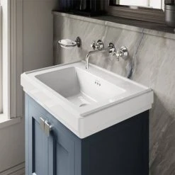 Burlington Riviera Matt Blue 580mm Freestanding Vanity Unit with Square Basin -Vanity Units Shop Riviera Blue 3 460