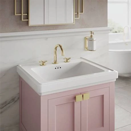 Burlington Riviera Matt Pink 580mm Vanity Unit with Square Basin | Freestanding Bathroom Furniture 2 Burlington Riviera Matt Pink 580mm Vanity Unit with Square Basin | Freestanding Bathroom Furniture - Image 2